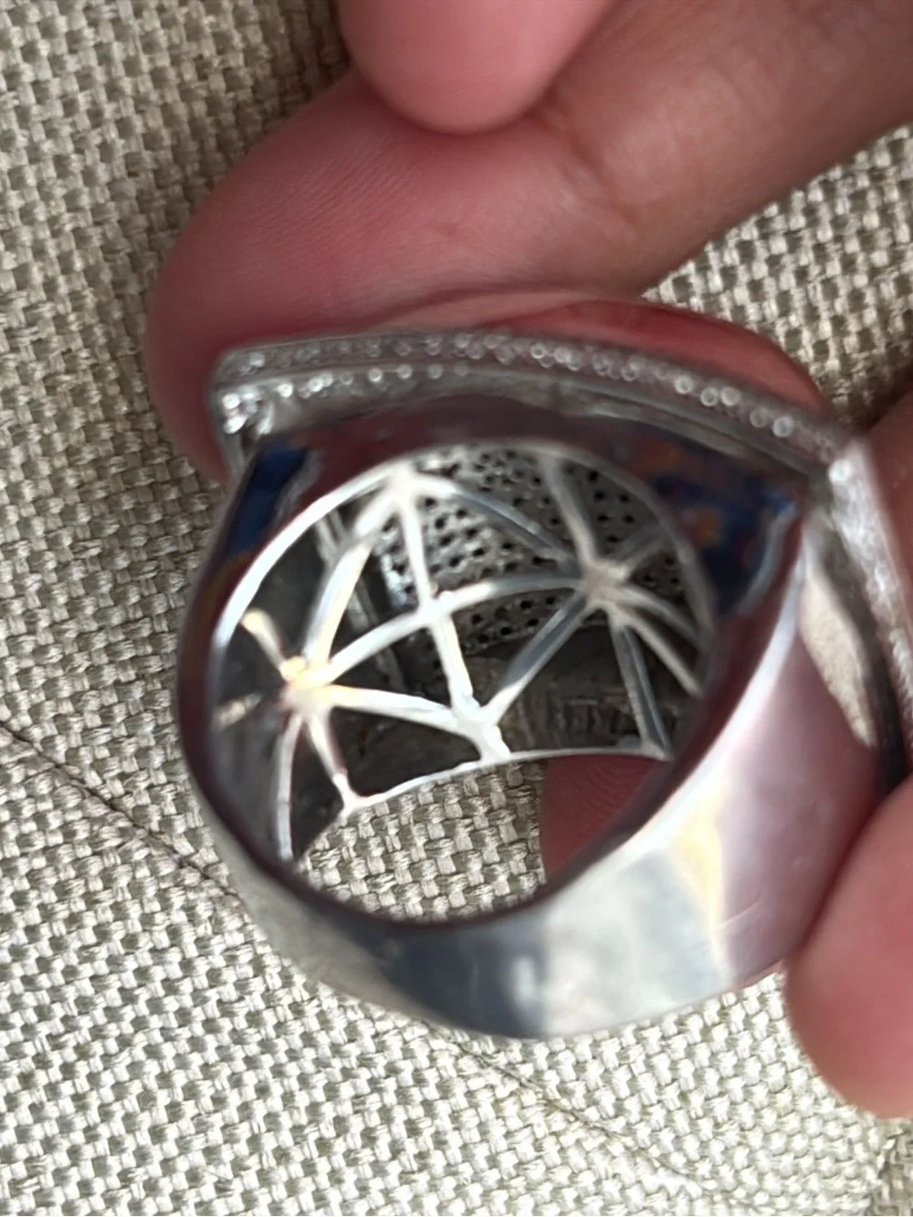 Sterling Silver with Pave Diamond Ring Statement Ring